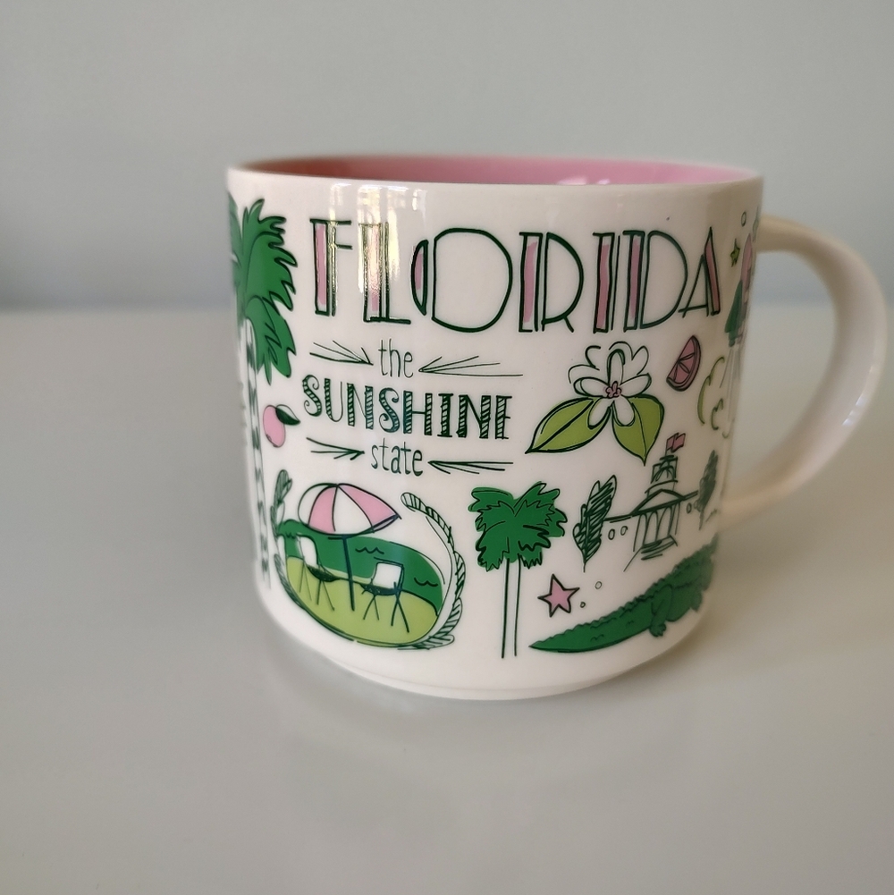 Starbucks Florida Been There Series Coffee Mug 14 Oz. Pink Green - Picture 2 of 9